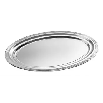 APS CLASSIC téglalap alakú tálalótál 460x340mm ezüst nikkellel bevont és krómozott fém vonalakkal