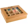 APS világosbarna bambusz teadoboz átlátszó nézőablakkal, 9 rekesz, 31 x 28 x 9 cm 11775