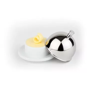 APS vajtartó, porcelántál rozsdamentes acél 18/8 fedéllel, 180 x 130 x 70 mm, fehér/ezüst, 1 darab 15921