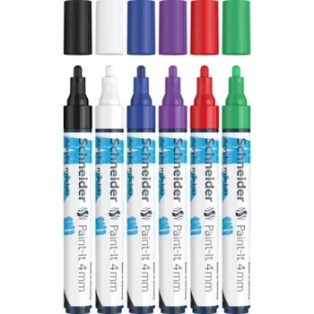 Schneider Paint-It 320 V1 akrilmarker készlet, 6 különböző szín, 4,0 mm kerek hegy 120295