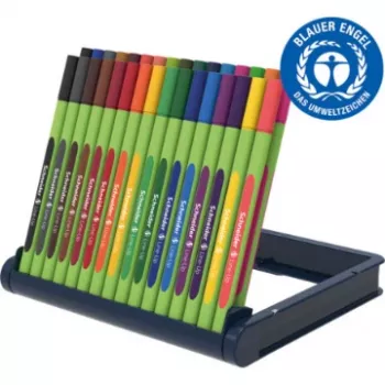 Schneider Edding Line-Up fineliner tollkészlet, 32 különböző szín, 0,3 mm fémbevonatú hegy, vízbázisú tinta, ergonomikus háromszögletű test 191091