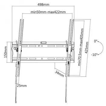 E+P dönthető fali tartó 32-65 inch kijelzőkhöz, VESA 50x50-400x400, 35 kg, fekete WHS115 (5625415)