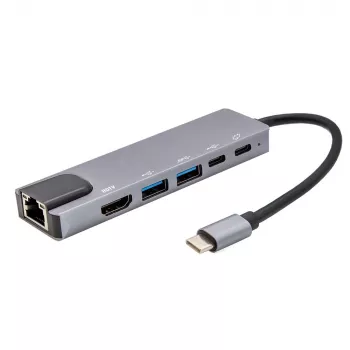 E+P USB-C multiport adapter 6-in-1 MPA6 fekete/ezüst