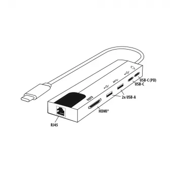 E+P USB-C multiport adapter 6-in-1 MPA6 fekete/ezüst