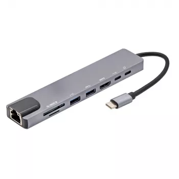 E+P USB-C multiport adapter 8-in-1 MPA8 fekete/ezüst