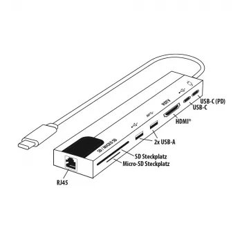 E+P USB-C multiport adapter 8-in-1 MPA8 fekete/ezüst