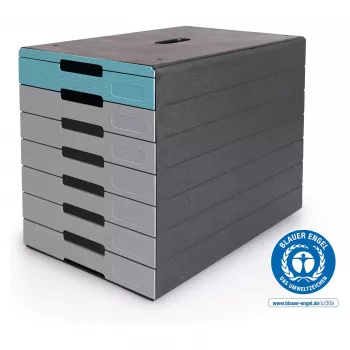 DURABLE IDEALBOX PLUS fiókos doboz, 7 fiók, DIN A4, szürke/kék, polisztirol 776306