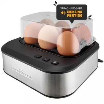 ProfiCook PC-EK 1276 tojásfőző legfeljebb 6 tojáshoz hangkimenettel, rozsdamentes acél / fekete 501276