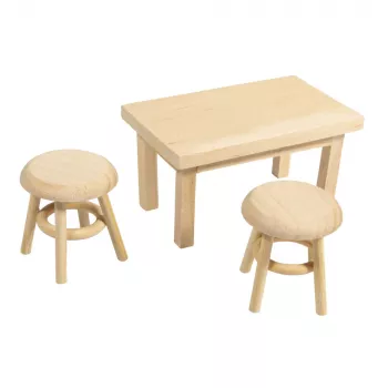 Rayher mini manóasztal 2 zsámollyal, natúr fa, 3 részes készlet 46819505