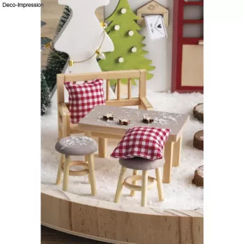 Rayher mini manóasztal 2 zsámollyal, natúr fa, 3 részes készlet 46819505