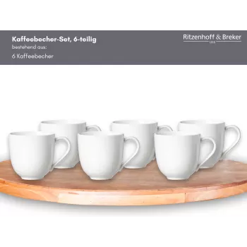 Ritzenhoff & Breker Skagen fehér porcelán kávéscsészék 440 ml 6 darabos készlet 317329