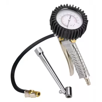 Einhell 4133110 analóg guminyomás-mérő manométerrel, 0-10 bar / 0-145 psi, légtelenítő szelep