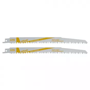 Wolfcraft 2295000 szablyafűrész-lapok 230 mm, 2 darabos csomag, HCS, 6 TPI, fához és műanyaghoz
