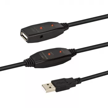 E+P CC508/25 USB 2.0 aktív repeater-kábel, 25 m, USB-A dugó USB-A aljzatra, fekete