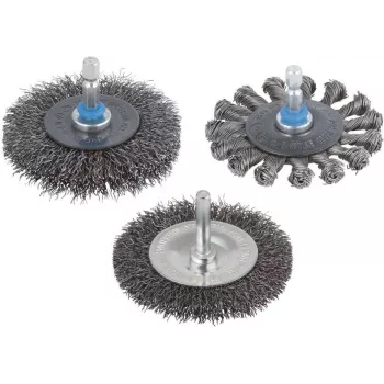 Wolfcraft 75 mm Knotted Steel Wire Wheel Brush with 6.3 mm Shank 2100000