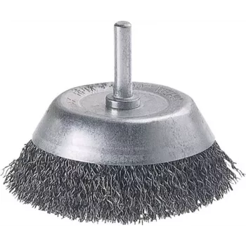 Wolfcraft csészekefe 1/4 inch (6,3 mm) szárátmérővel, 50 mm kefeátmérő, hullámos acélhuzal 2106000