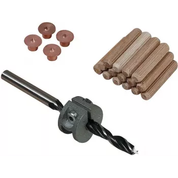 Wolfcraft 8 mm bükkfa tiplikészlet fúróval, mélységhatárolóval és jelölőkkel (50 tipli, 56 részes) 2917000