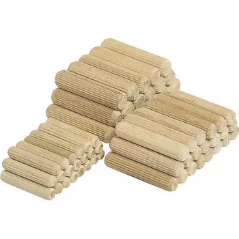 Wolfcraft Wooden Dowel Pins 8 mm x 40 mm, 150 Pieces, Beech, Fluted, DIN 68150 2907000