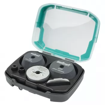 wolfcraft felfúró segédlet-készlet lyukfűrészekhez, táskában (5953000)