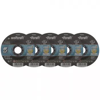 Wolfcraft 1620300 vágótárcsa-készlet, 115 mm átmérő, 22,23 mm furat, 1,0 mm vastag, 5 db, fémhez és nemesacélhoz