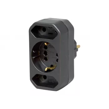 Kopp DUOversal Schuko adapterdugó, 2 aljzat, 16 A, 250 V, fekete 179605004