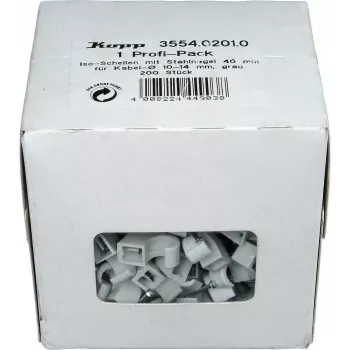 Kopp kábelkapocs szeggel, 10-14 mm, szürke, 200 darab 355402010