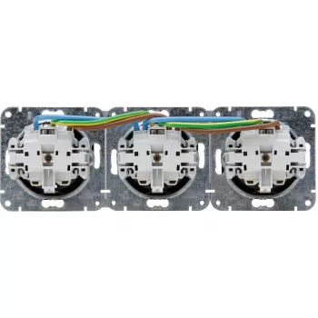 HEINRICH KOPP HK07 KombiQuick hármas Schuko dugaszolóaljzat, antracit, süllyesztett, 16 A, 250 V, gyermekbiztos, halogénmentes 133415001