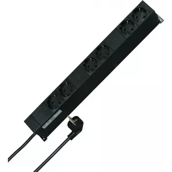 HEINRICH KOPP 19 inch rack elosztó 6 aljzatos Schuko fekete 2 m kábel 931615016