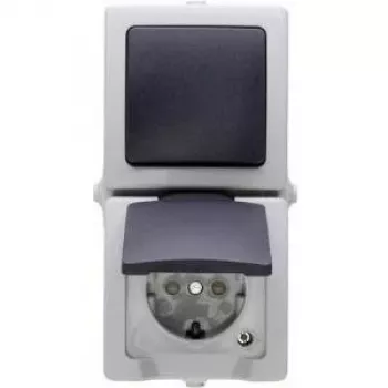 HEINRICH KOPP Nautic szürke kombinált kapcsoló és aljzat billenőfedéllel, IP44, 250 V, 16 A 138556008