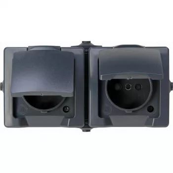Heinrich Kopp NAUTIC középső védőérintkezős aljzat 2 aljzatos, vízszintes, fokozott érintésvédelem, IP44, antracit (137115006)
