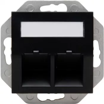 HEINRICH KOPP HK07 Keystone fali lap fedéllel, IP44, 2 port, fekete 953850004