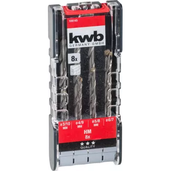 kwb 109145 keményfém kő spirálfúró készlet, 8 részes, 3-10 mm