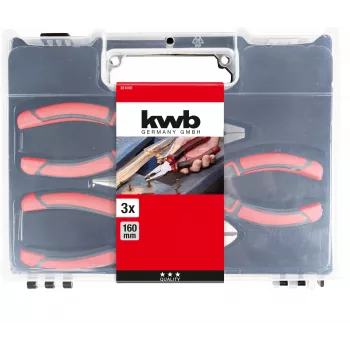 kwb 381090 Pliers Set 3-Piece (Combination, Side Cutting, Long Nose)