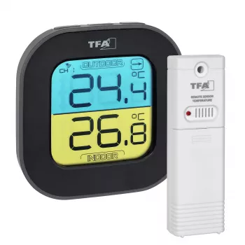 TFA Dostmann Digital Thermo-Hygrometer Square 1.5V 61x24x61mm Black 30.3068.01