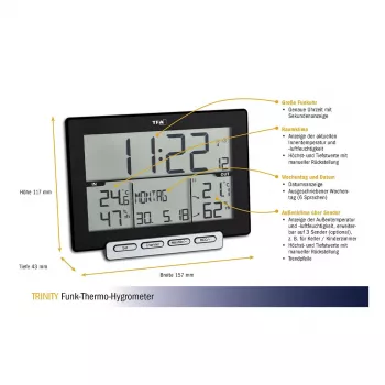 TFA Dostmann 30.3058.01 Trinity Wireless Thermo-Hygrometer