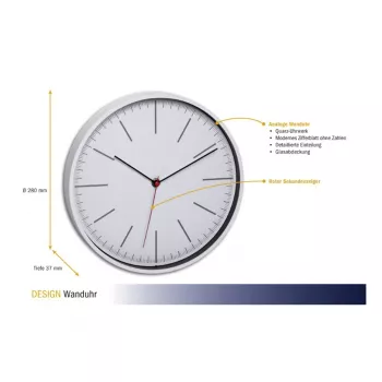 TFA Dostmann 60.3049.02 kerek fehér kvarc falióra