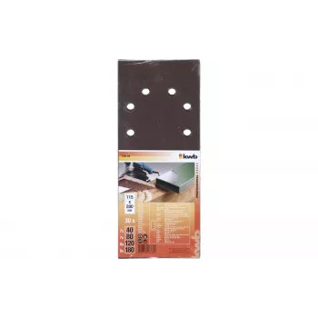 KWB 818788 csiszolópapír lapok vegyes szemcsékkel P60 P80 P120 P180 280x115 mm 30-as csomag