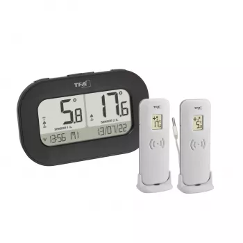 TFA Dostmann DOUBLE-CHECK Wireless Digital Thermometer, Black 30.3073.01