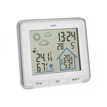 TFA Dostmann LIFE rádióvezérlésű időjárás-állomás 12-24 órás előrejelzéssel, színes LCD, beltéri/kültéri hőmérséklet és páratartalom, DCF-77 óra, fagyriasztás, 1 érzékelő a csomagban – fekete 35.1153.02