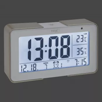 TFA Dostmann 60.2540.53 Radio-Controlled Alarm Clock Gold/White
