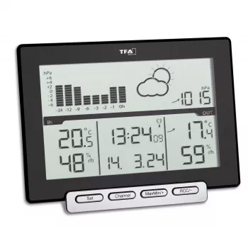 TFA Meteo Sens 35.1139.01 rádióvezérlésű időjárás-állomás 12-24 órás előrejelzéssel, holdfázissal és kültéri érzékelővel