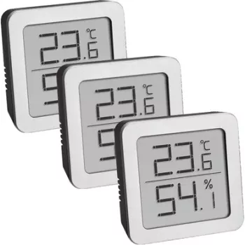 TFA Dostmann 95.2019.54 digitális thermo-higrométer 3 darabos készlet beltéri klímafigyeléshez, fehér/ezüst