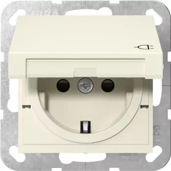 GIRA 441401 SCHUKO aljzat billenőfedéllel, System 55, krémfehér