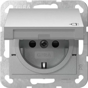 GIRA 441426 SCHUKO csatlakozóaljzat billenőfedéllel és reteszeléssel, System 55, tisztafehér fényes