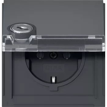 GIRA 446767 SCHUKO csatlakozóaljzat kulcszárral, egyedi zárás, 16 A, 250 V, süllyesztett, termoplaszt