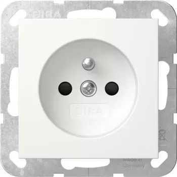 GIRA 448527 Schuko csatlakozóaljzat billenőfedéllel és feliratozómezővel, System 55, tisztafehér