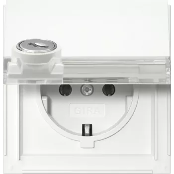 Gira 446766 SCHUKO csatlakozóaljzat kulcskapcsolóval, eltérő zárás, 16 A, 250 V, süllyesztett, tisztafehér fényes