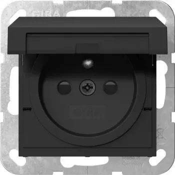 Gira 4488005 SCHUKO csatlakozóaljzat billenőfedéllel, gyerekzárral, tisztafehér fényes, System 55
