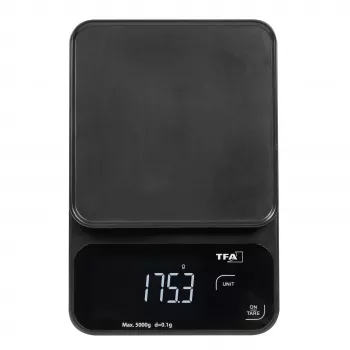 TFA Dostmann COOKIE digitális konyhai mérleg, 5 kg kapacitás, 1 g pontosság, mérőtállal, fekete 50.2009.01