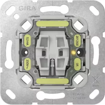 GIRA 382600 ellenőrzőkapcsoló-betét, 1 pólusú, 10 A, 250 V, süllyesztett, ellenőrzőfény-csatlakozással, termoplaszt, IP20